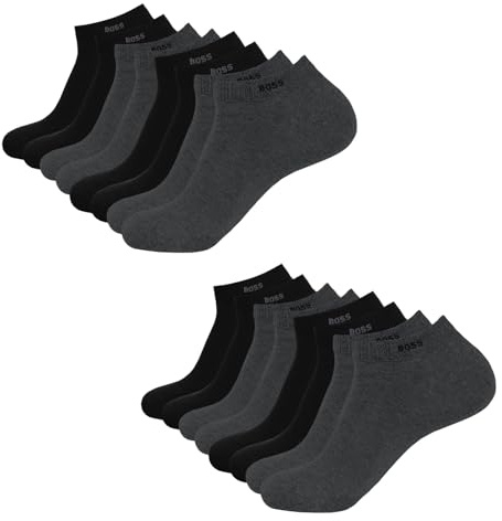 BOSS Herren Sneaker Socken Business Socks AS Uni CC 4 Paar, Farbe:Mehrfarbig, Größe:39-42, Artikel:-031 medium grey