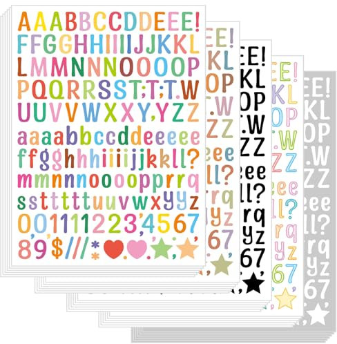 30 Hojas Letras Adhesivas, 4680 Piezas Pegatinas Letras Adhesivas, Adhesiva de Letras de Vinilo, Pegatinas de Números y Letras Adhesivas, Números Letras de Vinilo Autoadhesivo, para DIY