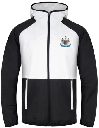 Newcastle United FC Official Gift Mens Shower Jacket Windbreaker Black White XXL