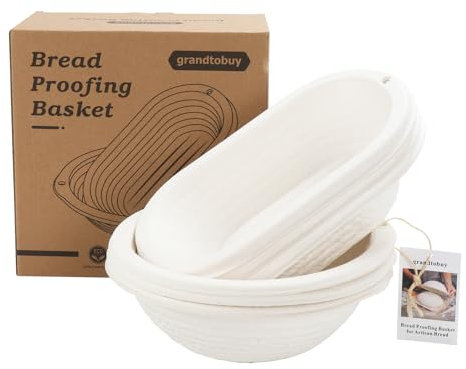 6pcs Round Oval Pulp Bread Proofing Basket Sourdough Bannetons Bortform Bread Baking Supply with Storage Bag 30pcs Disposable Non-Woven Liners for Professional Homemade Bread