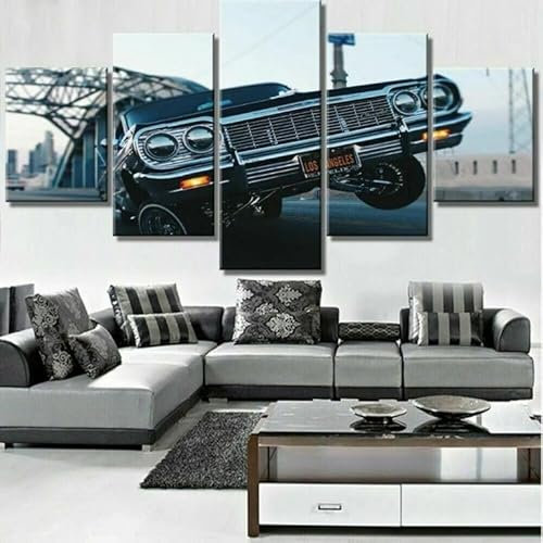 FatAco 5 Stücke Chevrole Lowrider Hop Car Leinwand Poster Wanddekoration, Wandkunstdruck Set (Rahmenlos)