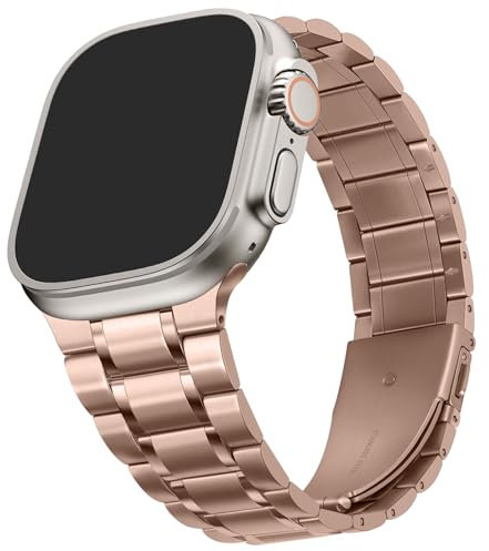 HITZEE Metall Armbänder Kompatibel with Apple Watch Armband 49mm 46mm 45mm 44mm 42mm, Edelstahl Ersatzband Damen Herren Band Kompatibel für iWatch Ultra 2 Serie 10 9 8 7 SE 6 5 4 3 2 1, Roségold
