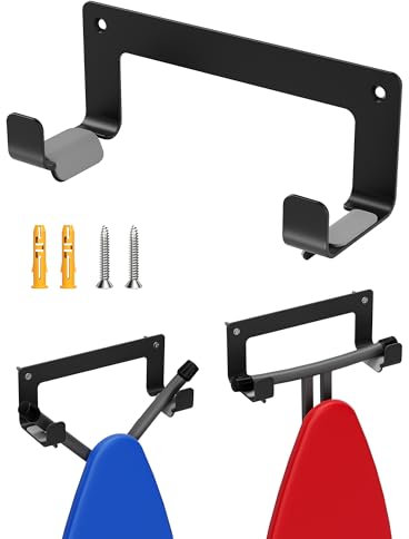 MUSVOH Ironing Board Hanger Wall Mount Stainless Steel, Y T Leg Ironing Board Holder Wall Mount for Laundry Room, Iron Board Hooks for Wall Heavy Duty Black