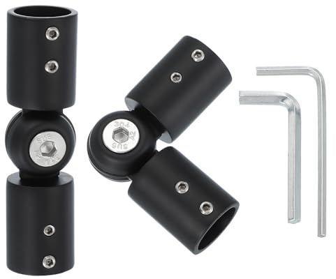 PATIKIL Window Corner Curtain Rod Connector, 2 Pcs Adjustable Curtain Rod Corner Connector Hinged Elbow Connector with Screwdriver for 3/4 Inch Bay Window Curtain Rod, Black