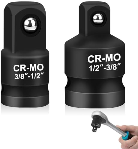 2 Stück Kraft-Steckschlüssel-Adapter,Stecknuss Adapter,Impact Socket Adapter 3/8 auf 1/2,Impact Socket Adapter 1/2 auf 3/8,Impact Driver Conversions,Schlagadapter-Set aus Stahl