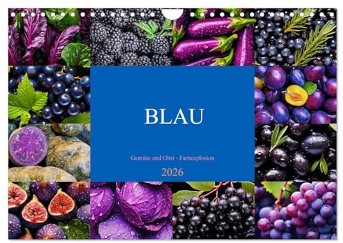 BLAU - Gemüse und Obst - Farbexplosion (Wandkalender 2026 DIN A4 quer), CALVENDO Monatskalender: Farbige Vielfalt, köstlicher Geschmack, gesunde Power (CALVENDO Gesundheit)