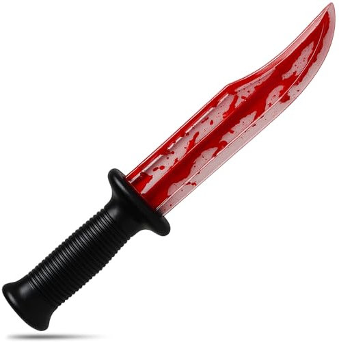 Plastic Knife Halloween Fake Knife with Blood - 34cm Blood Filled Fake Weapon for Ghost Face or Zombie Accessories - Zombie Knives Dagger Prop Halloween Costume Accessories