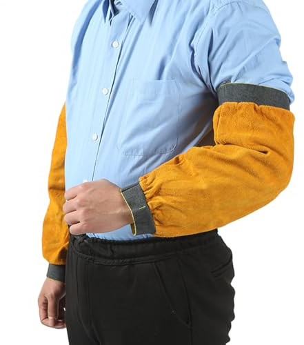 Wodustee Welding Protection Sleeve, Heat & Flame Resistant Arm Protection Gardening Sleeves, Welders Arm Guard, Beginners Cowhide Leather Work Sleeves For Men&Women For Machinery Factory