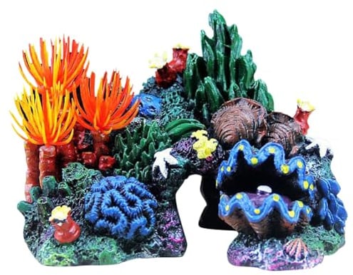 Harewtwy 1 Pieces Aquarium Resin Coral Plant Decor Shell Reef Mountain Cave Ornament Fish Tank Decor Aquarium Decorations
