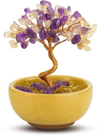 JYNVO Albero della Vita di Citrino & Ametista - Schatzkiste Cristalli Chakra, Deko per Reiki, Regalo Spirituale per donna (San Valentino, Compleanno)