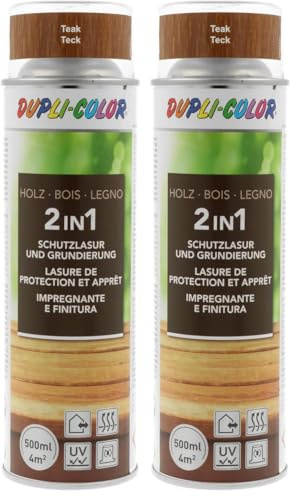 DUPLI-COLOR 391521 Holzschutzlasur Spray Teak 500 ml (Packung mit 2)