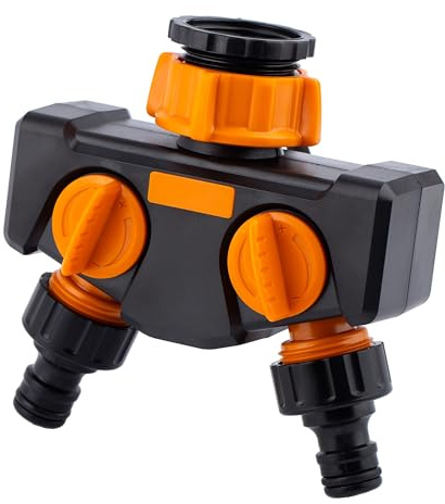 MIVOS Distributeur à 2 voies pour robinets avec filetage extérieur 3/4 et 1 - Distributeur d'eau à 2 voies - Répartiteur pour raccordement simultané - Débit d'eau
