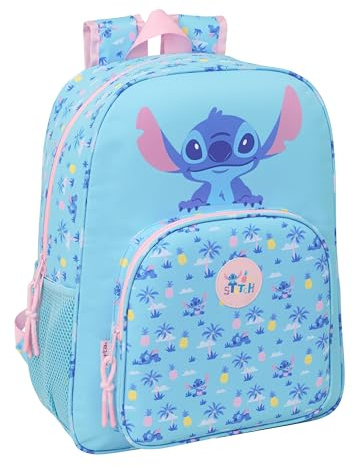 STITCH WAVES Schulrucksack für Kinder, Kinderrucksack, anpassbar an Kinderwagen, ideal für Kinder im Schulalter, bequem und vielseitig, Qualität und Widerstandsfähigkeit, 33 x 14 x 42 cm