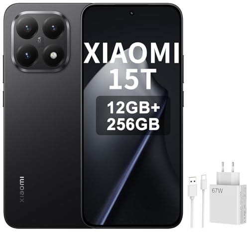 XIAOMI 15T, Smartphone 12+256GB, Display da 6,83 120Hz, MediaTek Dimensity 8400-Ultra, Obiettivo ottico Leica Summilux 50MP, 5500mAh, Garanzia 2 anni, Nero, incluso caricatore da 67 W