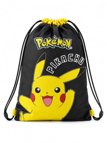 Pokémon Pikachu Turnbeutel für Kinder 42 x 32 cm | Sportbeutel mit Tunnelzug | Schuhbeutel Jungen Mädchen | Gym Bag für Schule und Sport | Pikachu Motiv