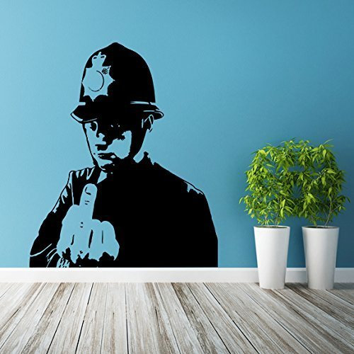 Anol Wandtattoo Banksy Polizist Graffiti, Vinyl, 101 x 120 cm, inkl. Aufkleber