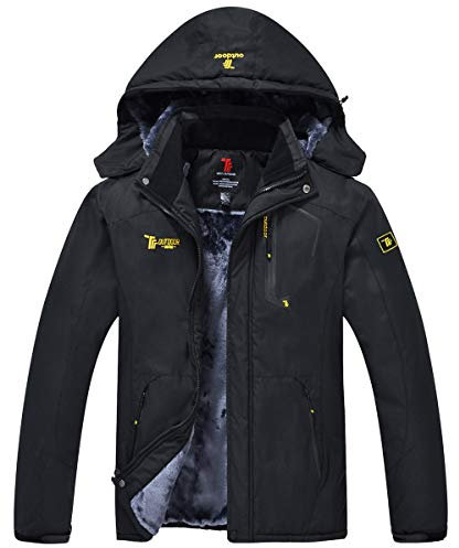 donhobo Herren Winter Fleecejacke Warm Jacke Softshelljacke Atmungsaktiv Outdoor Skijacke Winddichte Wasserdicht Funktionsjacke(Schwarz,M)