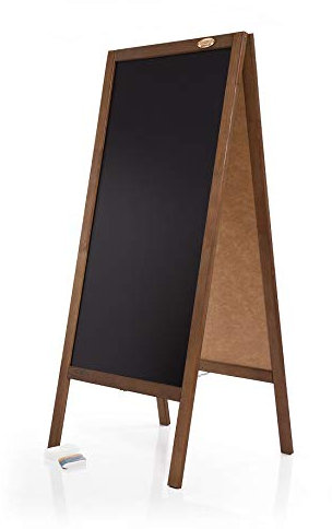 AZZAP Kundenstopper WETTERFEST 130cm Holz Tafel Aufsteller Werbetafel Standtafel Schreibtafel Holztafel Werbung Dunkelbraun