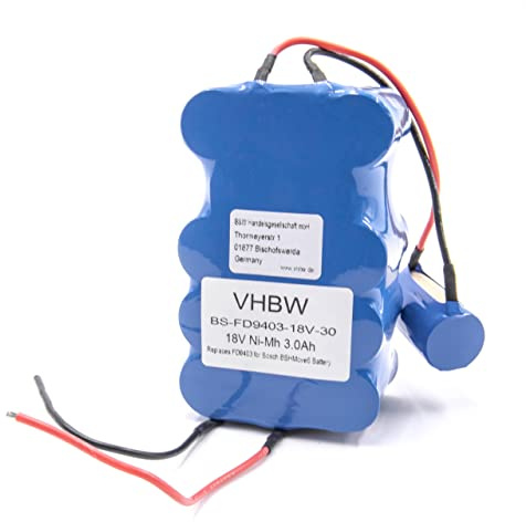 vhbw Akku kompatibel mit Bosch BBHMOVE4AU/03 | BBHMOVE5/02, BBHMOVE4N/01, BBHMOVE5/04, BBHMOVE5/03 Staubsauger Blau (3000 mAh, 18 V, NiMH)