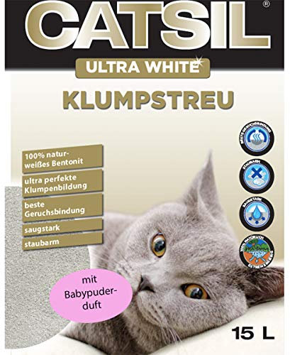 Catsil 15 l White Cat mit Babypuderduft Klumpstreu Katzenstreu