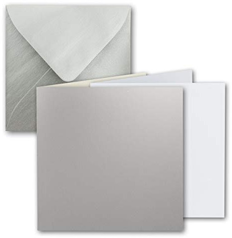FarbenFroh by GUSTAV NEUSER 20x Quadratisches Falt-Karten Set - 15 x 15 cm - mit Brief-Umschlägen & Einlegeblättern - Silber