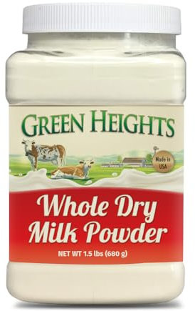 Whole Dry Milk Powder - 2.2 Pounds / 1 Kilo Jar (30+ Servings) - No Additives, Perfect for Coffee, Tea and Smoothie, GMO Free and Vegetarian Friendly- Proudly Packed in America - by Green Heights