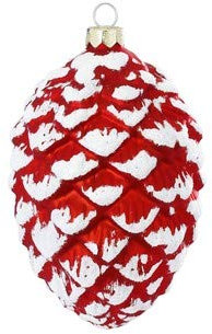 Christbaumschmuck Glas Zapfen 12.5cm Tannenzapfen groß Wald Weihnachtskugeln rot weiß Weihnachtskugeln Figuren Zapfen 12,5 cm Auswahl: Merry Red - rot