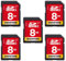 Gigastone 8 GB SDHC Scheda di Memoria, Confezione da 5 Carte, ad alta velocità per la riserva di foto, video, musica, file vocali, videocamera, registratore, PC, Mac, classe 10