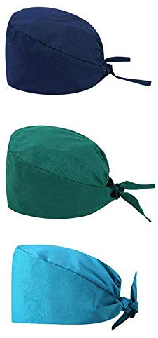 Youning Kosmetikerin Arbeitskappe Peelingkappen 3 Stücke Schrubben Kappe Haube Multifunktional Kopftuch Frauen Turban Baumwolle Headwear Head Wraps Kopfbedeckung