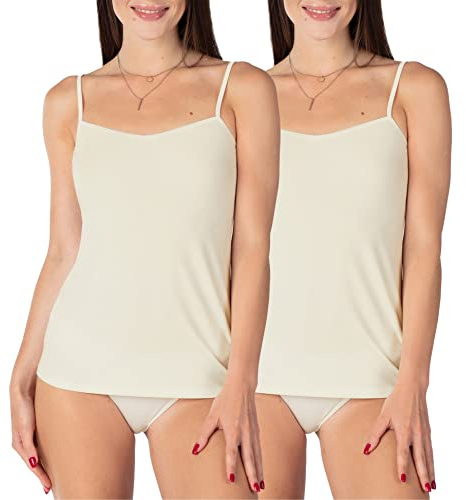 Bellivalini Damen Unterhemd aus Viskose BLV50-218 (2er-Pack: Ecru, XS)