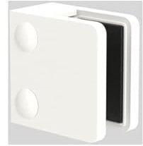 Sellon24® Glashalter Eckig flach Zamak Glasklemme Zink RAL 9016 WEIß 45x45 mm Geländer (MOD21 Weiß + 8mm)