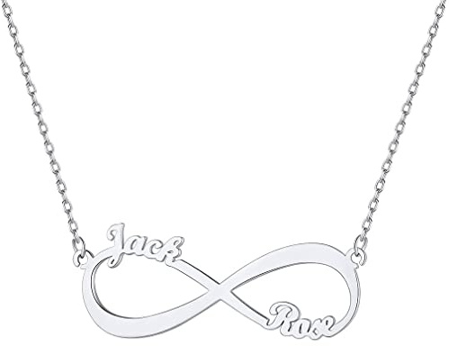 Custom4U 1/2/3/4 Nome Collana Personalizzata Collana Infinito con Nome Collana Amicizia Colla BFF 40+5 CM Regalo per Donna Ragazze Donne con Confezione Regalo