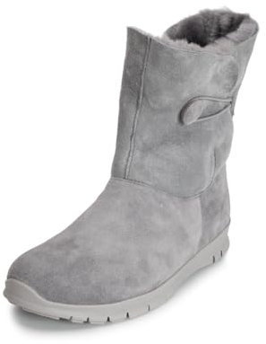 VITAFORM® Lammfellstiefel Veloursleder | Flauschige und wärmende Boots für Damen I Bequem auch für breite Füße I Winterboots in tollen Farben I Grau Gr. 40