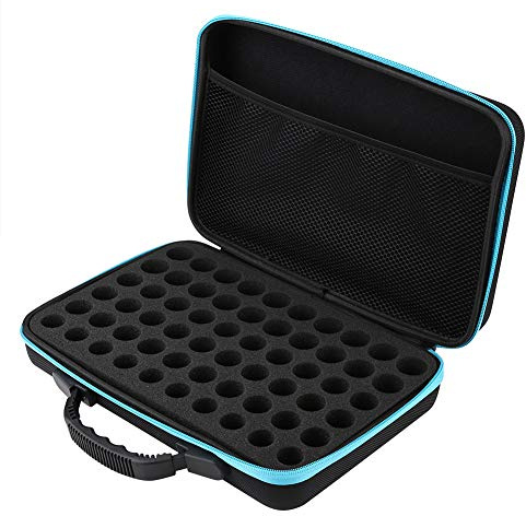 YUMILI Trage Koffer für ätherisches Öl, Hartsc Halen gehäuse für Außenlager, 60 Flaschen Öl Roller Flaschen Organizer geeignet für Flaschen 5ml,15ml(Blau)