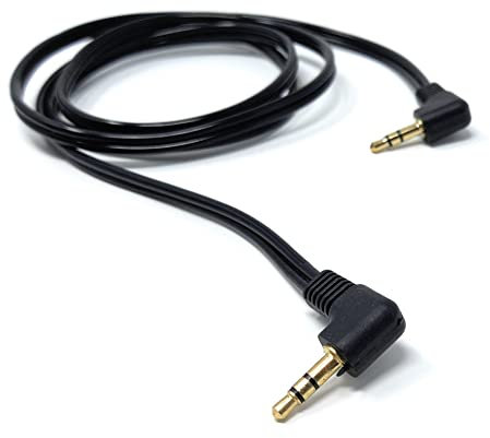 DRUT 1m, 3.5mm Dual Right Angle 90'' Male to Male Jack to Jack Stereo Audio Cable Lead Gold Plated Ends (3.3ft)