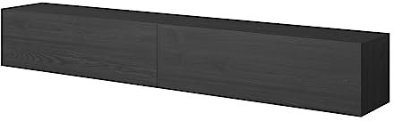 Selsey Meuble TV Armoire De Télévision 200 cm Suspendu Salle De Séjour Chambre À Coucher Frêne Noir Bisira