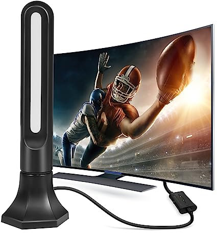 Towwoo Antena de TV para Interiores, Antena de TV Portátil HDTV 360° con Amplificador de Señal y Cable Coaxial de 6M, Antena Digital HD para Smart TV Compatible con 4K 1080p y Televisores