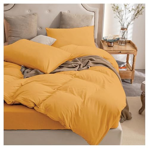 Ev Dekor Duvet Cover– Reversible Brushed Microfiber with Pillowcase (Yellow, Super King)