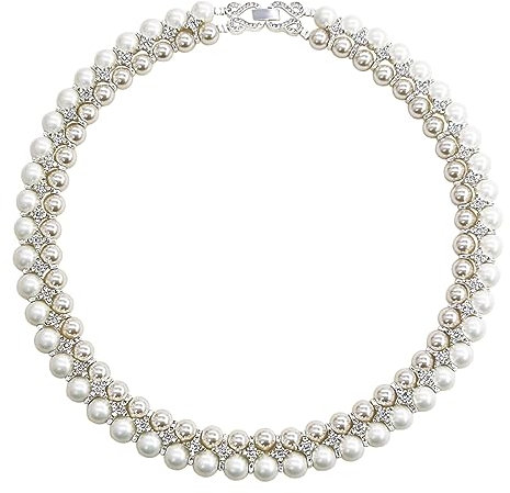 AILUOR Perlenschmuck Set für Frauen - 14K Gold/Silber plattiert Perlenkette und Ohrring Set mit Perlen Tropfen Ohrringen, Armbändern und Choker - Zweifarbig Hochzeit Brautschmuck