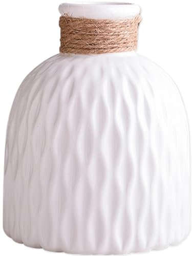 Dafape Vase, Blumen Dekoratives Regal Dekor Plastikvase für Pampasgras Tisch Schreibtisch Zuhause Wohnzimmer Schlafzimmer Hochzeitsfeier Moderner kreativer minimalistischer Boho Bauernhaus (Weiß)