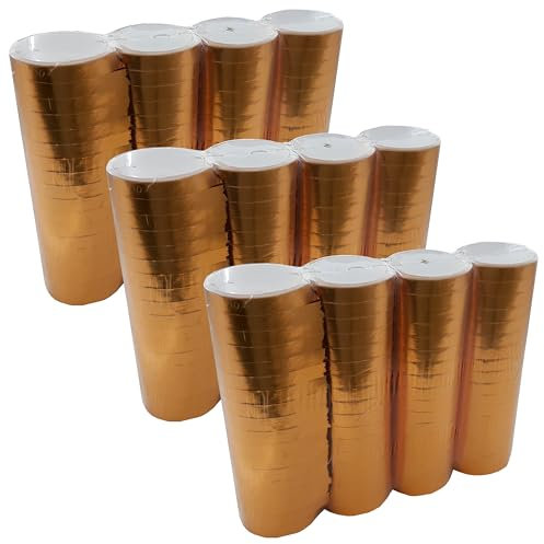 Nico Europe® - Luftschlangen aus Papier Gold Metallic 3x4 Set à 18 Abrissen - Partydeko Partyschlangen zum Pusten für Karneval, Fasching, Geburtstagsfeiern, Jubiläen & Co. - Für drinnen & draußen