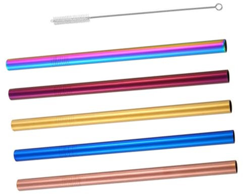 Zerodeko 1 Jeu Paille En Acier Inoxydable Pailles à Café Sans Odeur Smoothie Pailles Courtes En Métal Pailles à Jus Pratiques Pailles à Café Durables Pailles De Thé à Bulles Lait Droit