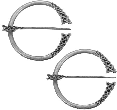 QUARKZMAN Broche Vintage pour Manteau, 2Pcs Broche Penannulaire pour Manteau Épingle à Écharpe Broche pour Cardigan Accessoire de Costume pour Femmes Hommes (Argent)