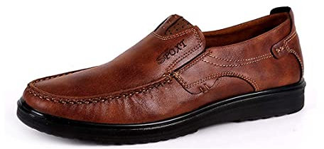 Classic Casuales Mocasines Zapatos de Amplio sin Cordones para Hombre Conducción Antideslizante Ocio Gamuza(Marrón,43 EU