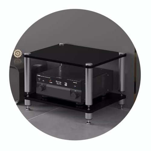 MollyYou 2/3/4-stufiges HiFi-Rack-AV-Regal HiFi-Ständer Plattenspielerständer Geräteschrank-Audio-Rack Mit Stoßdämpfenden Füßen – Audio-Video-Komponenten (Schwarz, 60 * 48 * 40cm(2Tier))