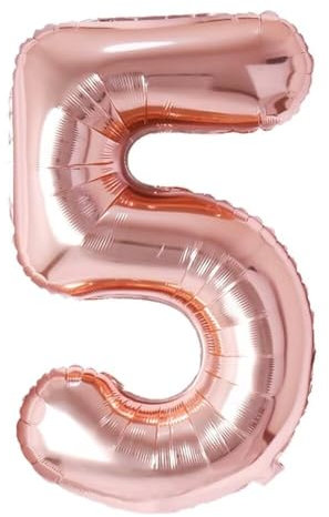 Vthoviwa 32 Zoll Luftballon Zahlen 5 Rosegolden, Luftballon 5. Geburtstag Foil Ballon, 0123456789,10-19,20-25,30,40,50,60,70,80,90, Folienballon 5 Party Dekoration