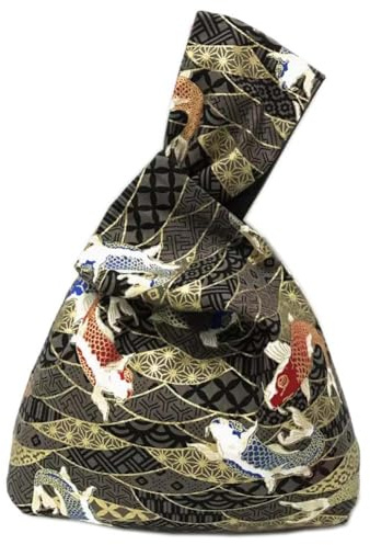 FANCYPUMPKIN Vintage japanische Yukata Kimono Kranich Handtasche Handgelenktasche Kleine Münztasche Tragetasche Henkeltasche Knotentasche für Frauen