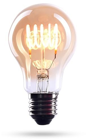 CROWN LED E27 LED Vintage-Glühlampe - Warmweiße - Energieeffizient E-Klasse - Entspricht 38W Glühlampe - Langlebig - Ideal für Zuhause, Hotels, Restaurants, Stoßfest - Retro Design - 10,47 x 6 cm