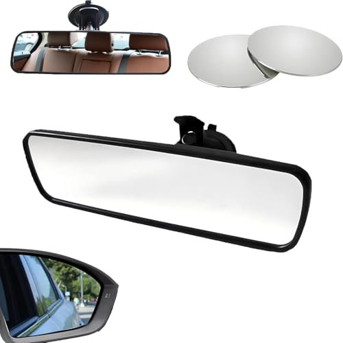 1Pcs Rear View Mirror for Driving Test(24x6.5cm) and 2Pcs Blindspot Mirrors for Car, Adjustable Interior Rear View Mirror for Examiner, Driving Instructor Mirror, Suitable for Cars, SUVs, and Trucks