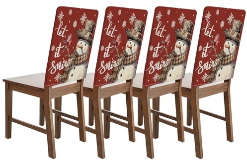 Bseical 4 x Stuhlhussen Weihnachten, Weihnachts Stuhlhussen, Universal Stuhlbezug, Stuhlbezug FüR Weihnachten, Weihnachtsstuhlhussen für Esszimmer, Abendessen, Weihnachten Party Besteck Deko (B)